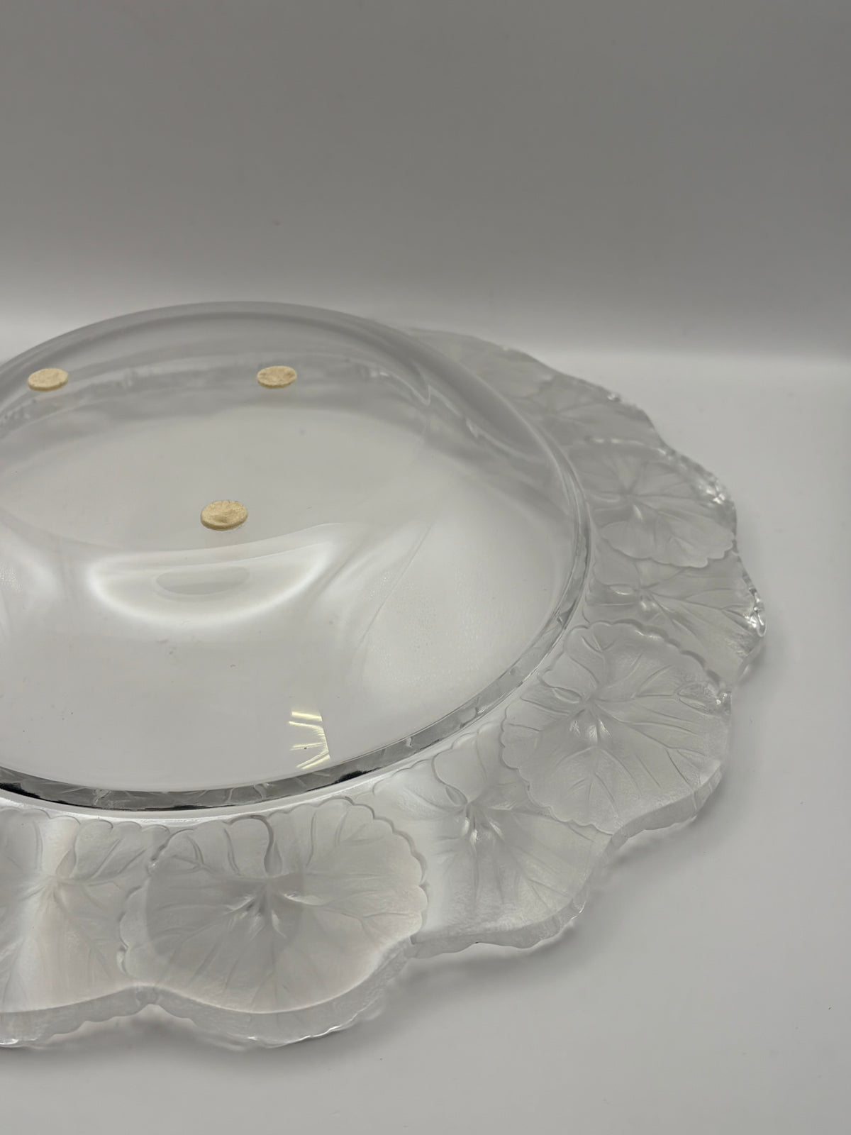 Lalique Clear Glass Floral Scalloped Rim Round Decorative Bowl 10.8