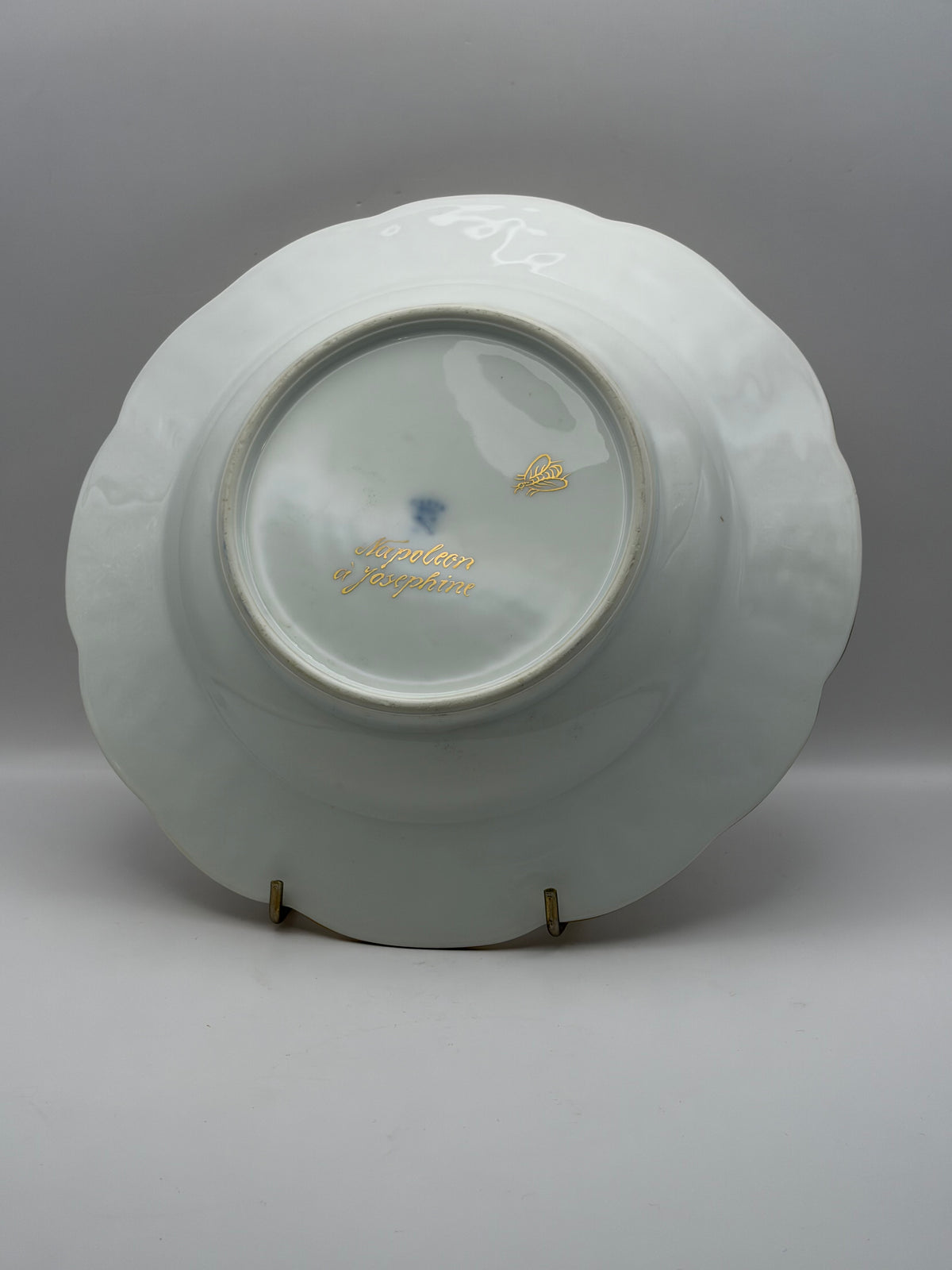 White Porcelain Plate Napoleon & Josephine Coat of Arms Gold Trim 10” Round capodimonte