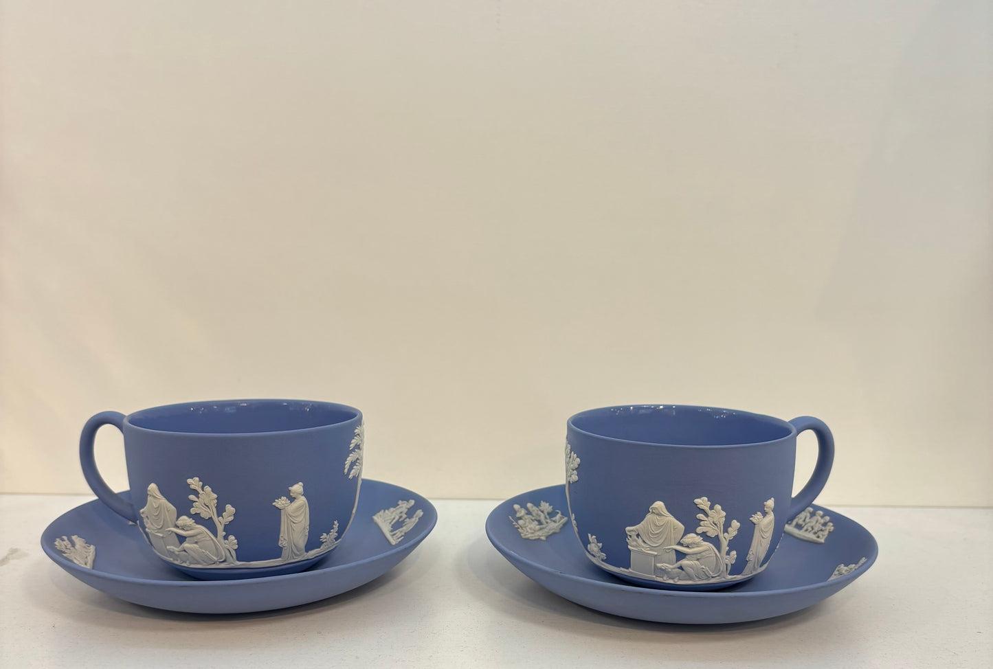 Vintage Blue Wedgwood Jasperware Coffee Pot / Teapot SET