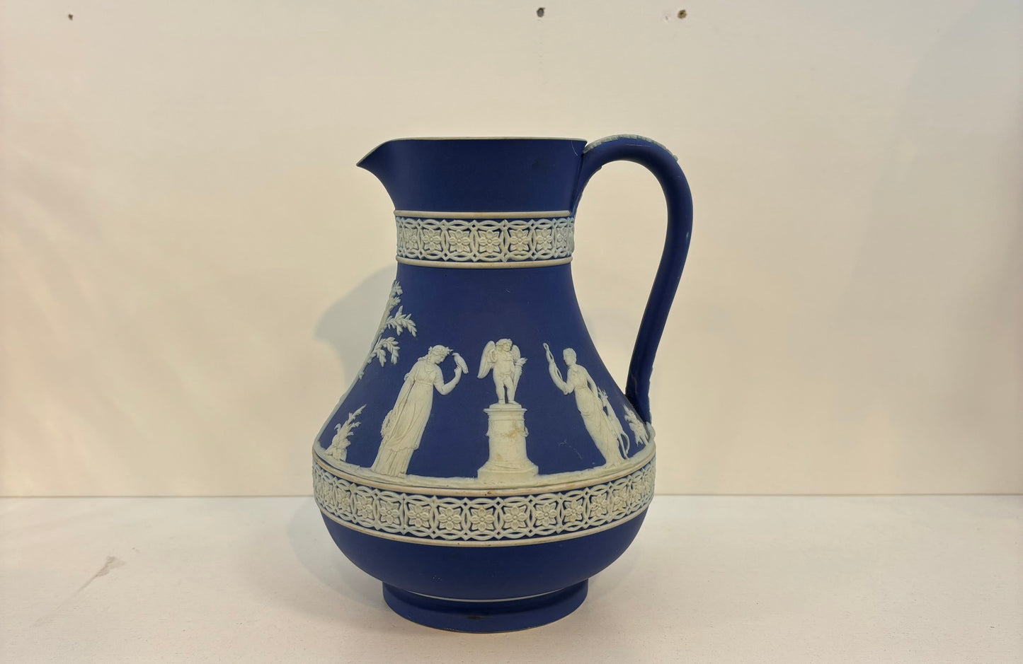 Royal Dark Blue Wedgwood Jasperware Dipped Water Pitcher