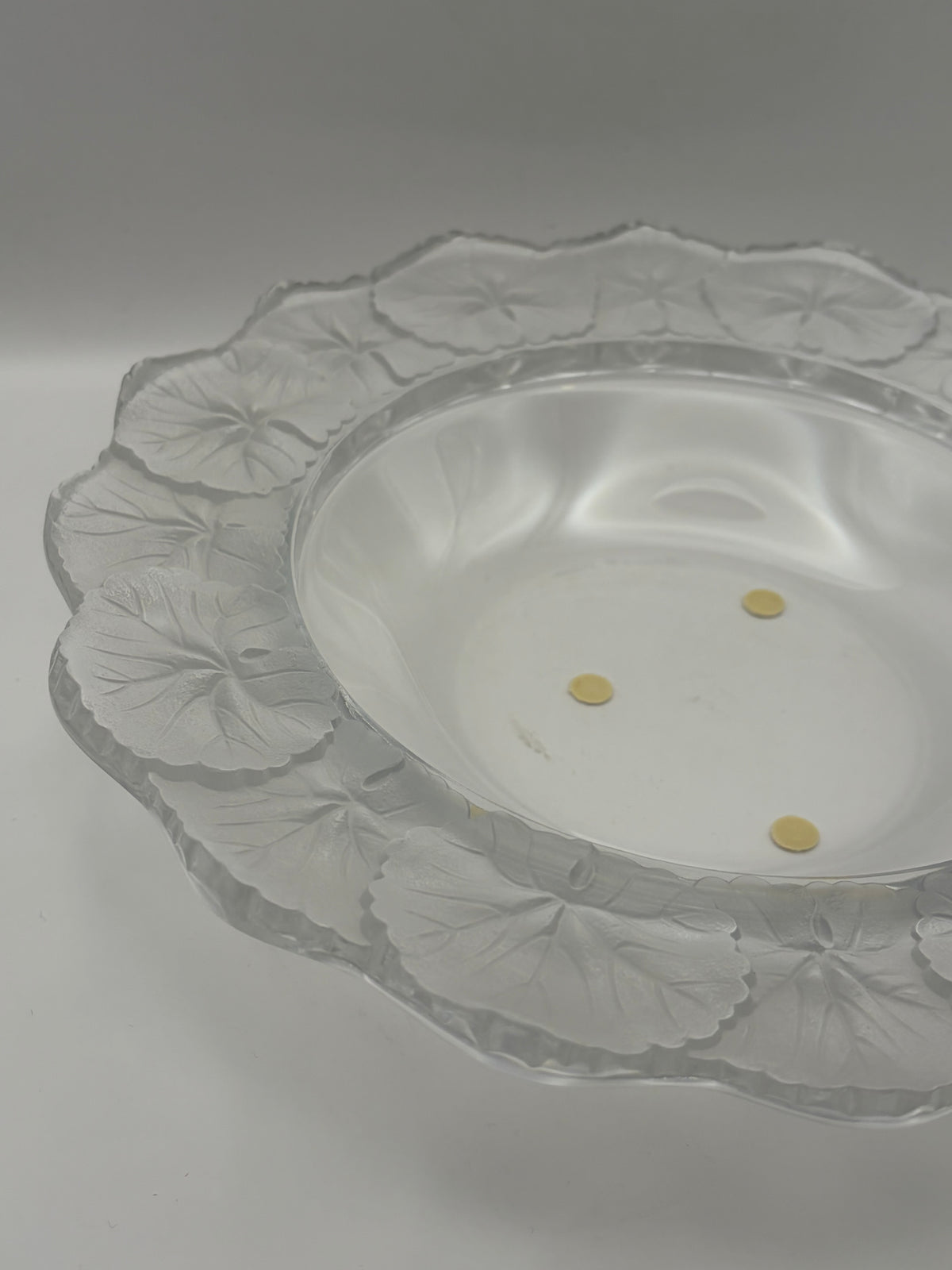 Lalique Clear Glass Floral Scalloped Rim Round Decorative Bowl 10.8