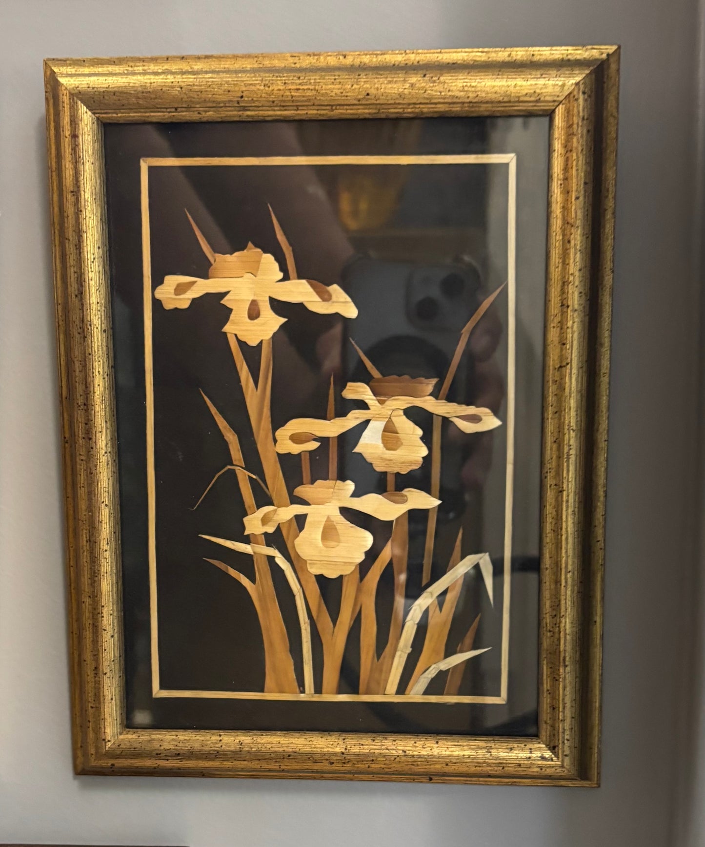 Vintage Small GOLD Frame Japanese lacquer art.