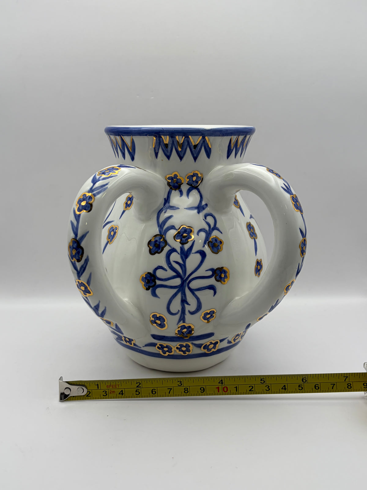 Judaism Hebrew Inscribed Plate Set w/ Kiddush Cup & Ceramic Holders