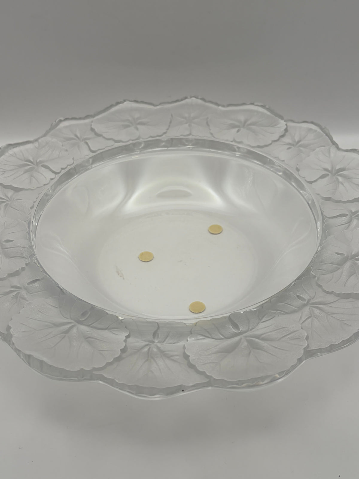 Lalique Clear Glass Floral Scalloped Rim Round Decorative Bowl 10.8