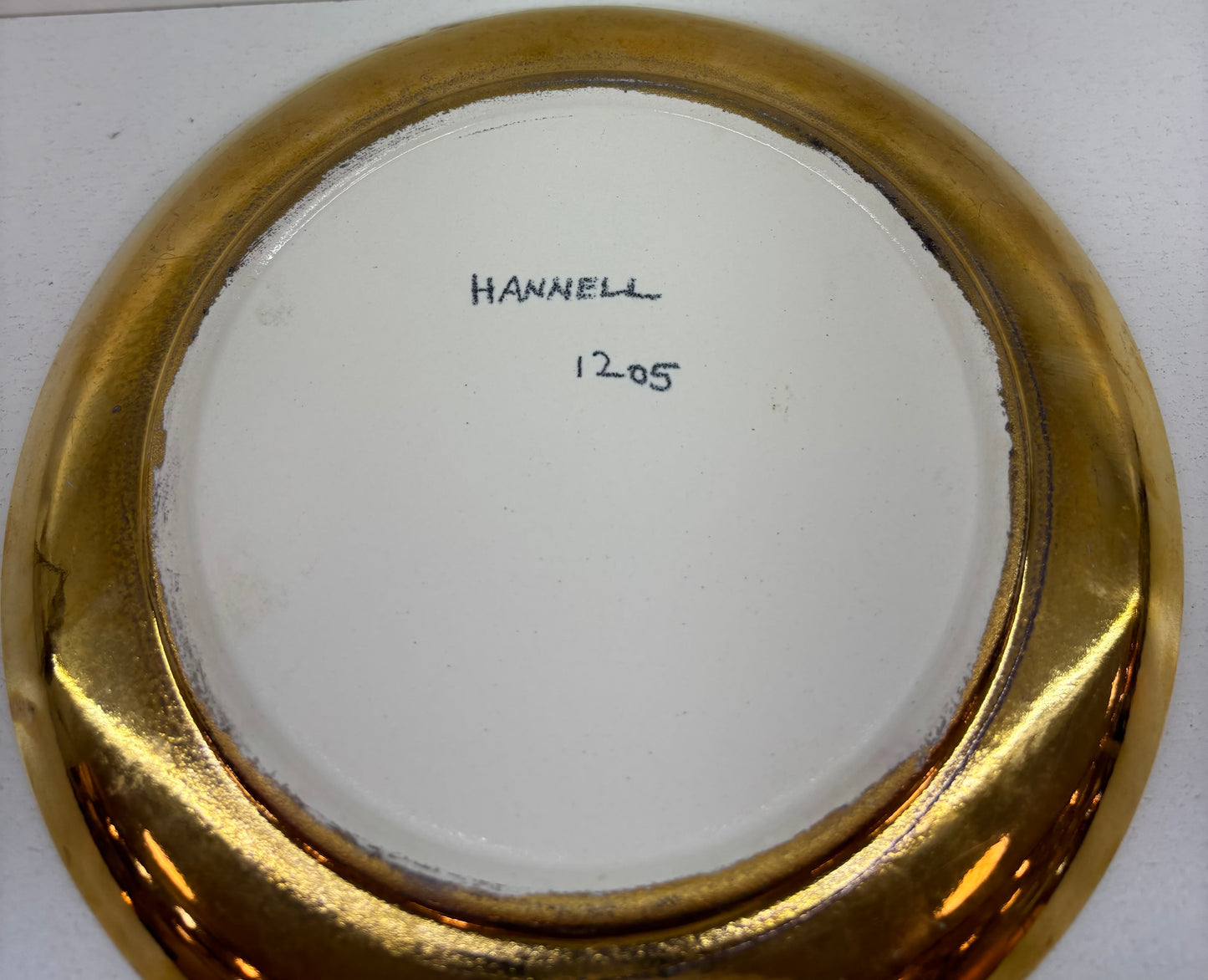 Mid Century Hazel Hannell Gold Studio Pottery Dish