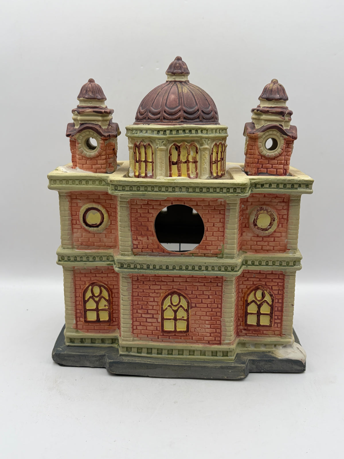 Ceramic Christmas Village House Building, Painted 3D Effect, Multicolor 8x6x4"