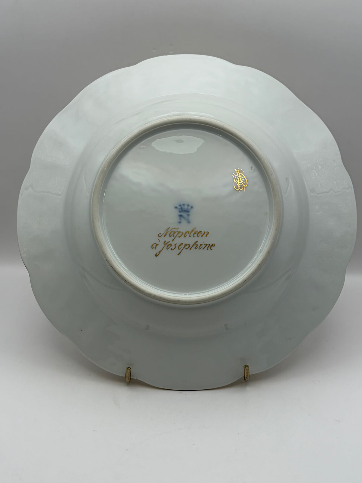 White Porcelain Plate Napoleon & Josephine Coat of Arms Gold Trim 10” Round capodimonte