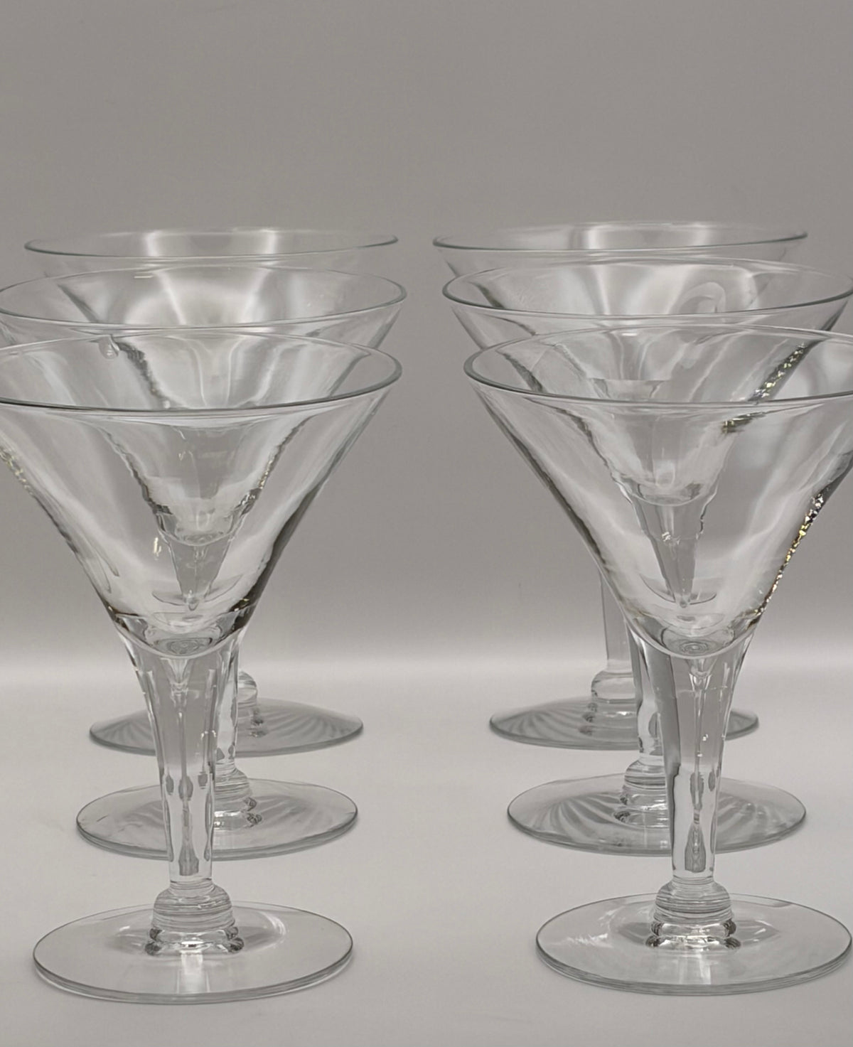Set of 9 Clear Glass Martini Glasses Classic Tapered Round 5.5 in Tall