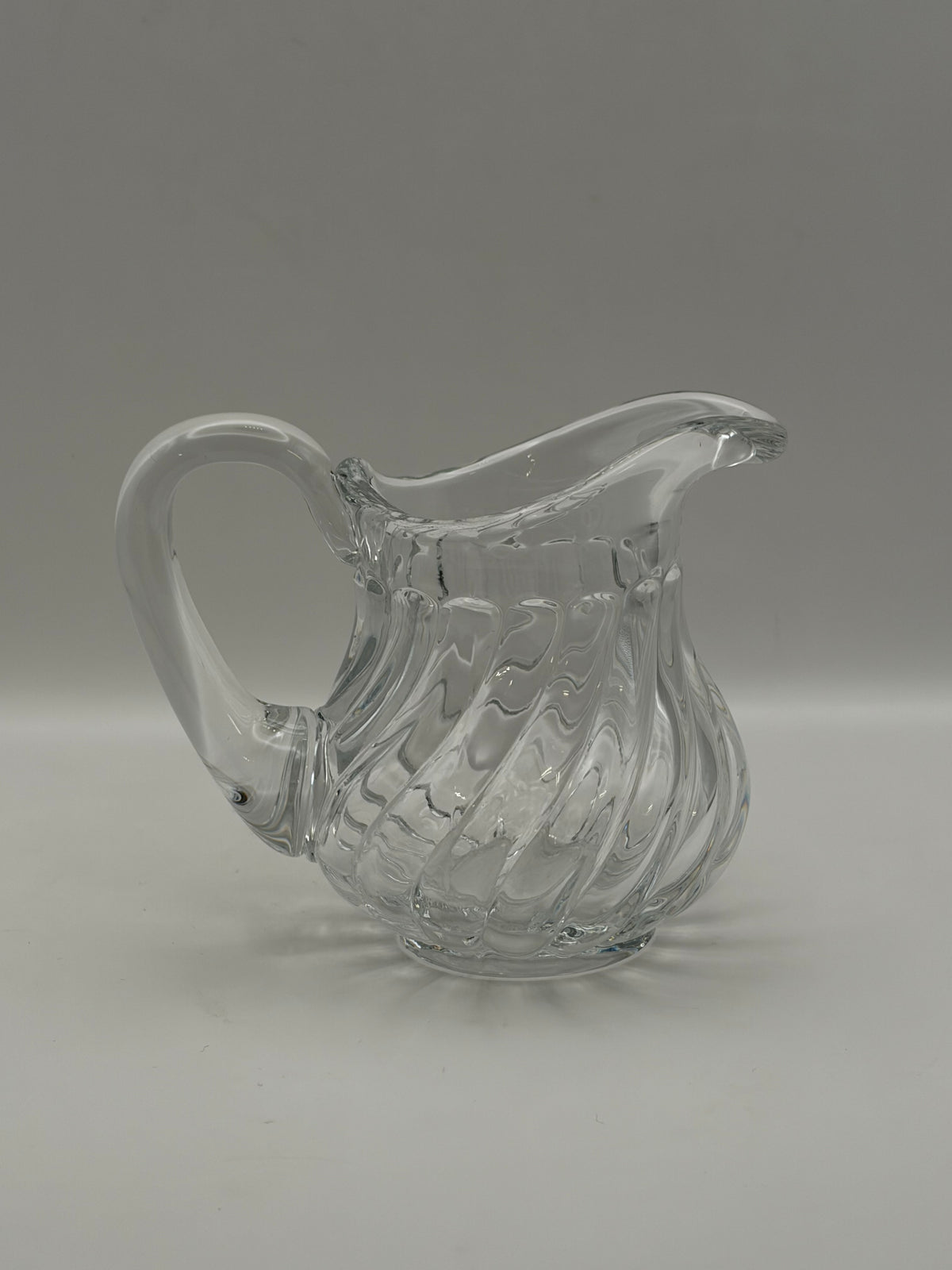 Clear Swirl Glass Creamer Pitcher With Handle 10 oz 5 in x 4 in