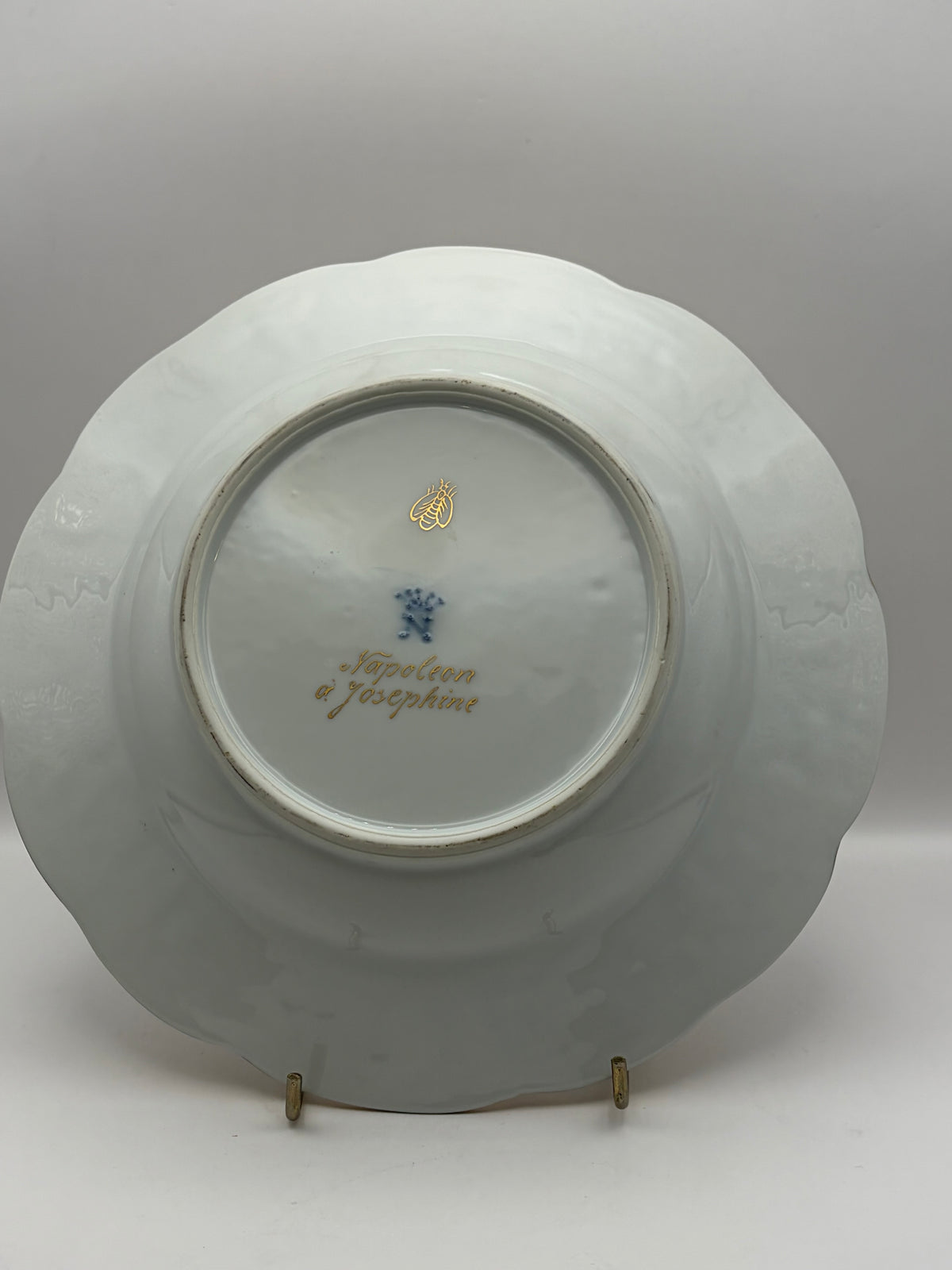 White Porcelain Plate Napoleon & Josephine Coat of Arms Gold Trim 10” Round capodimonte