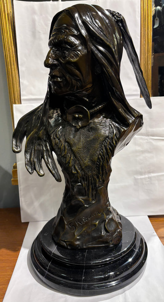 S. Keleiam Bronze Warrior Bust 19"×14"