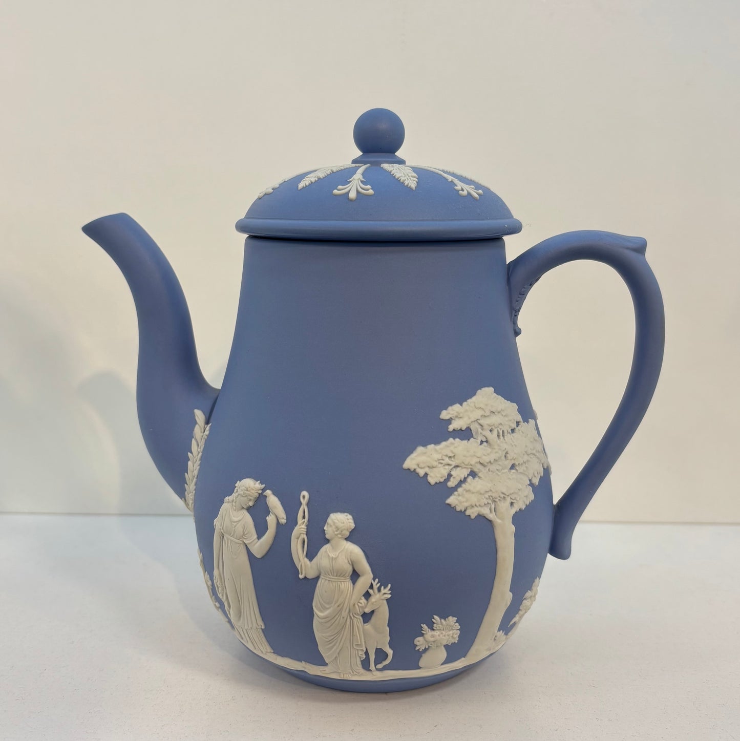 Vintage Blue Wedgwood Jasperware Coffee Pot / Teapot SET