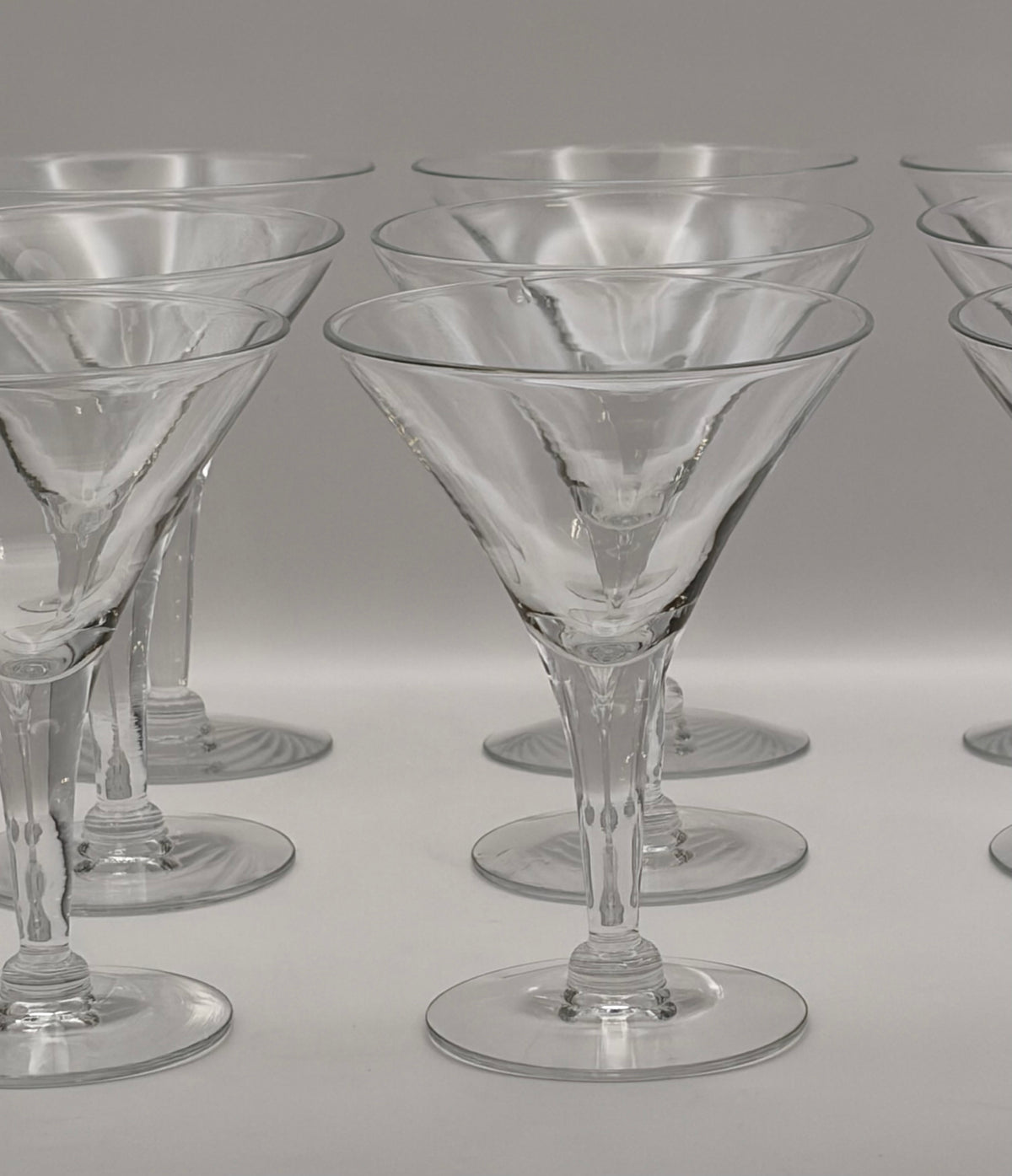 Set of 9 Clear Glass Martini Glasses Classic Tapered Round 5.5 in Tall