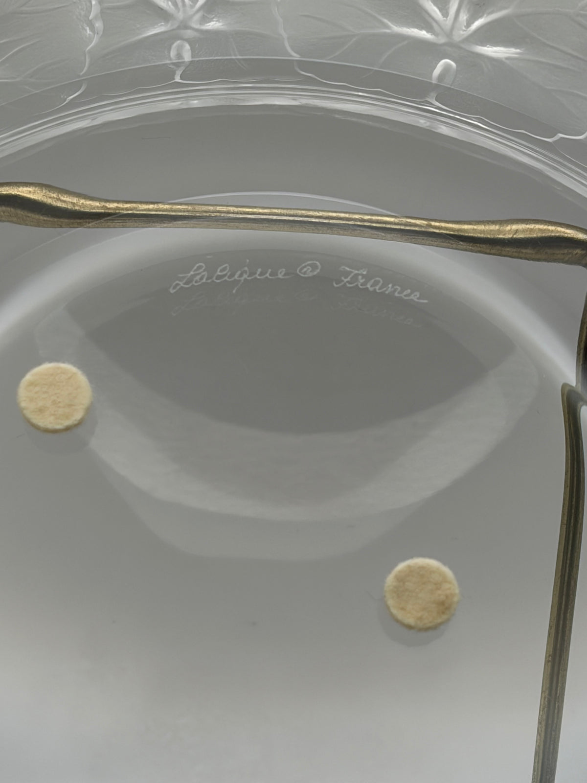 Lalique Clear Glass Floral Scalloped Rim Round Decorative Bowl 10.8