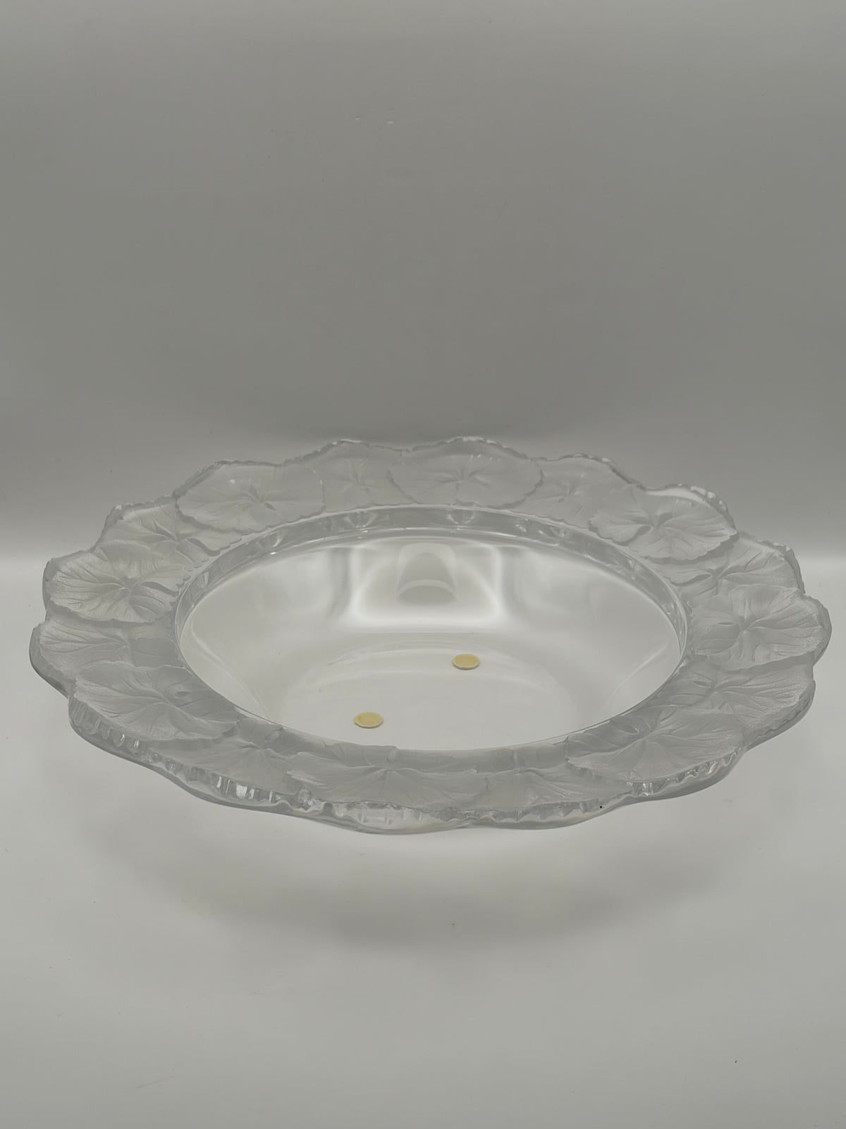 Lalique Clear Glass Floral Scalloped Rim Round Decorative Bowl 10.8