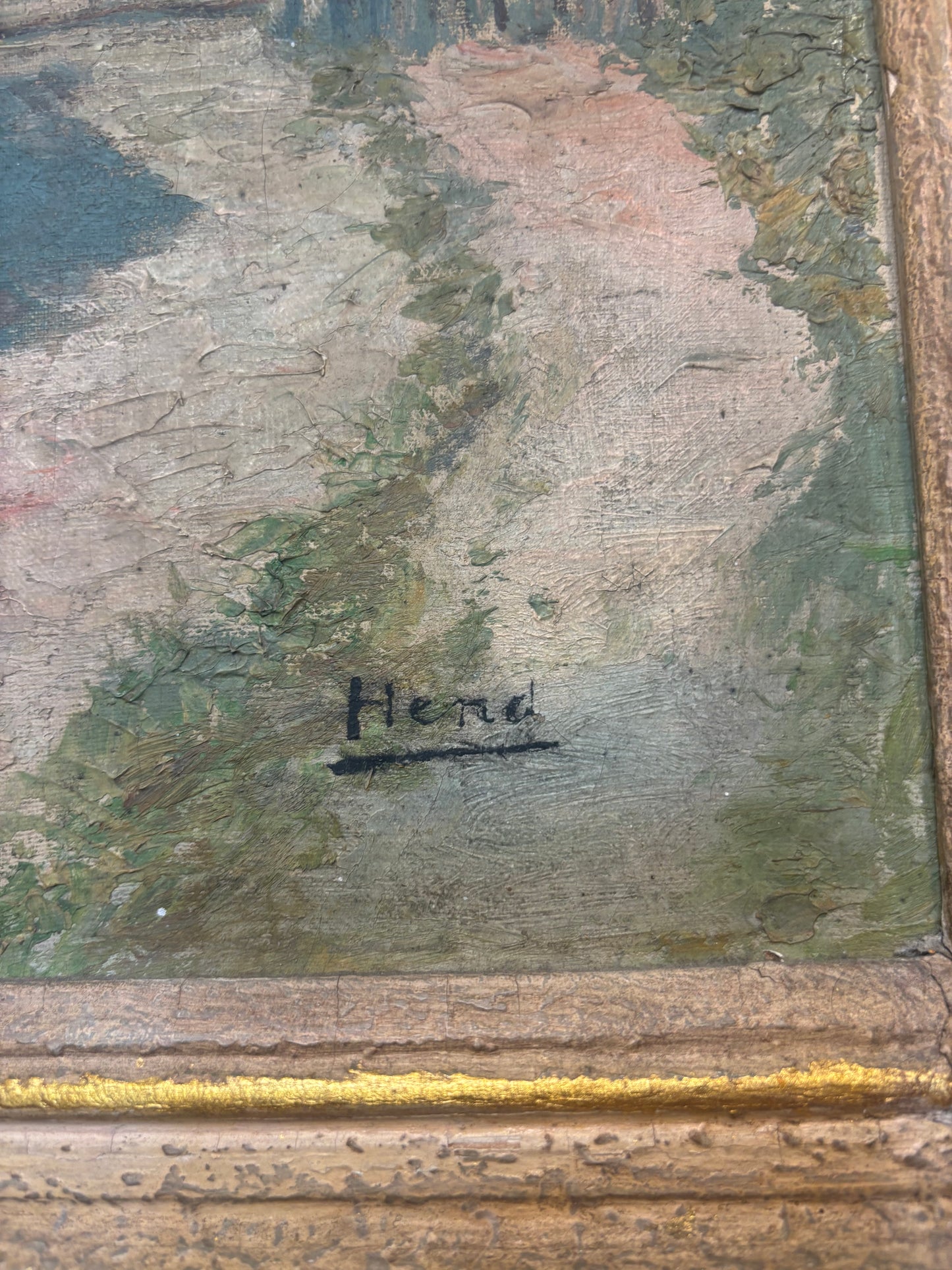 Vintage landscape oil painting  - signed hend
