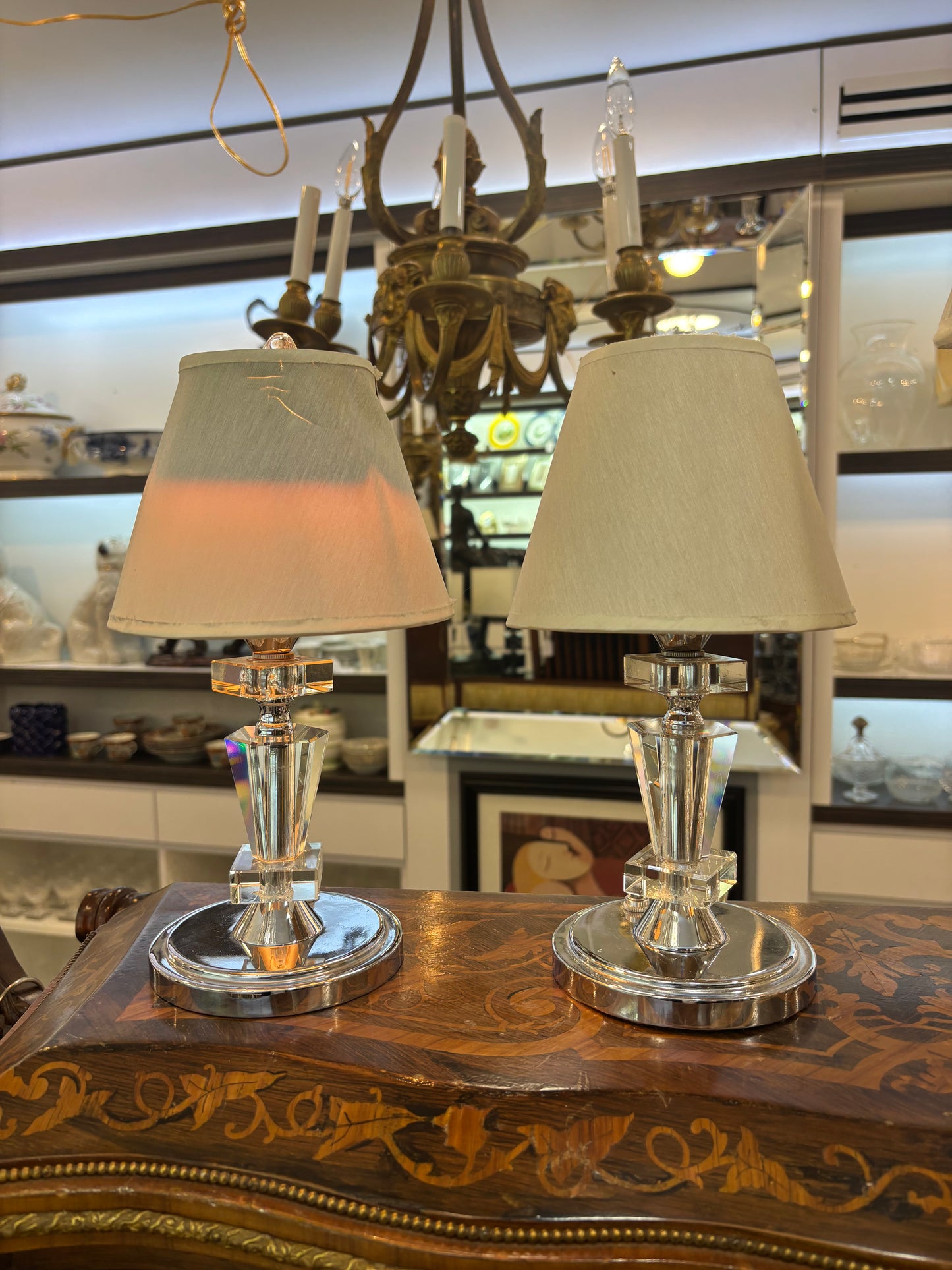 Antique Table Crystal Lamps