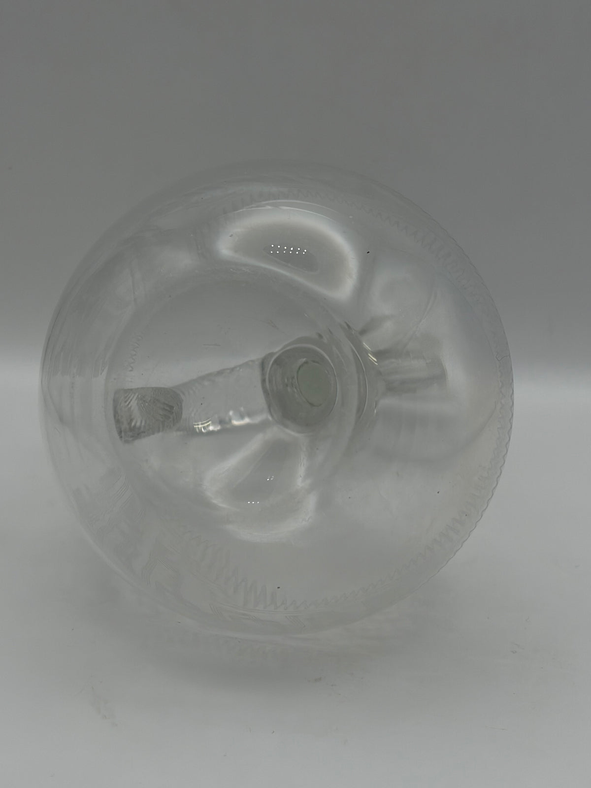 Clear Glass Geometric Round Decanter w/ Stopper & Handle, 8.5" x 5"