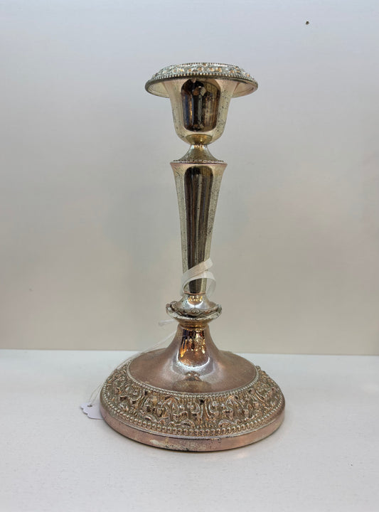 Vintage A3 England Silver Plate Single Candlestick Holder Retro Modern Decor