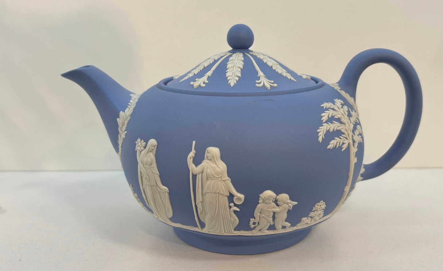 Vintage Blue Wedgwood Jasperware Coffee Pot / Teapot SET