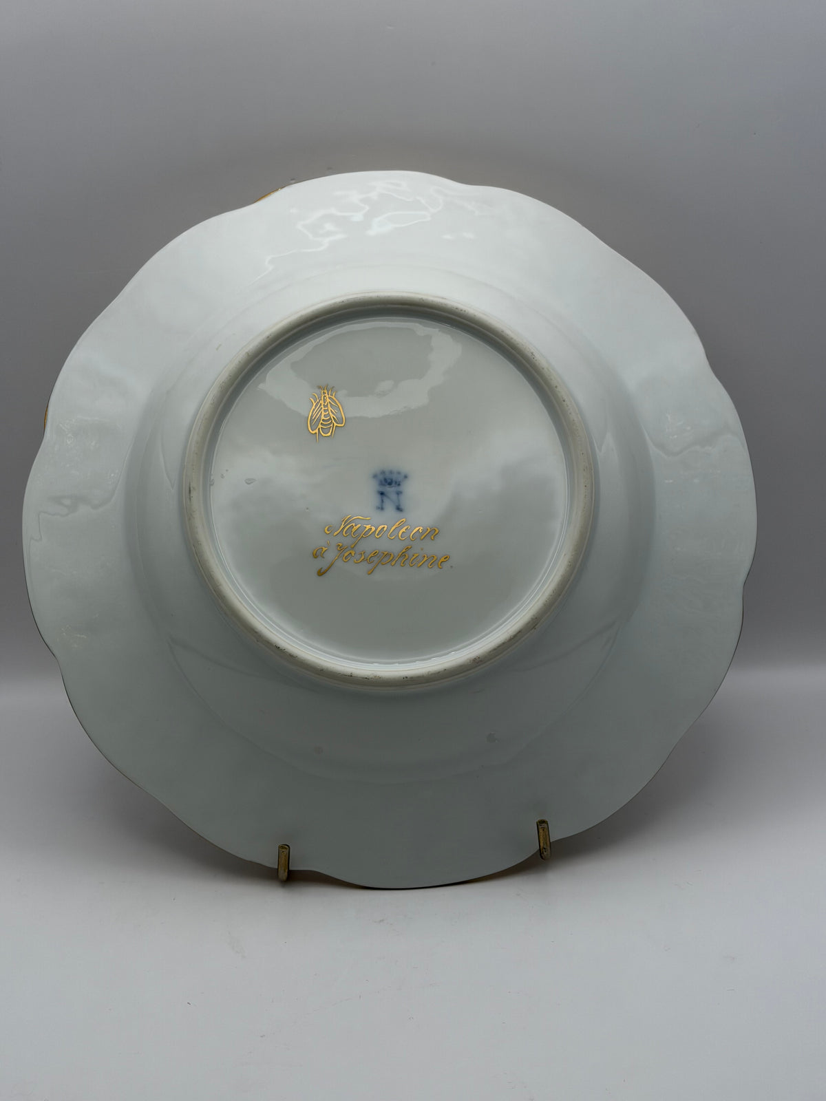 White Porcelain Plate Napoleon & Josephine Coat of Arms Gold Trim 10” Round capodimonte