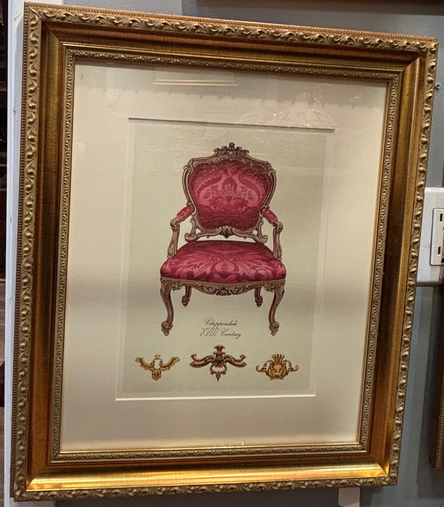 Framed Matted Prints of an Italian Baroque XVIII Chair pair