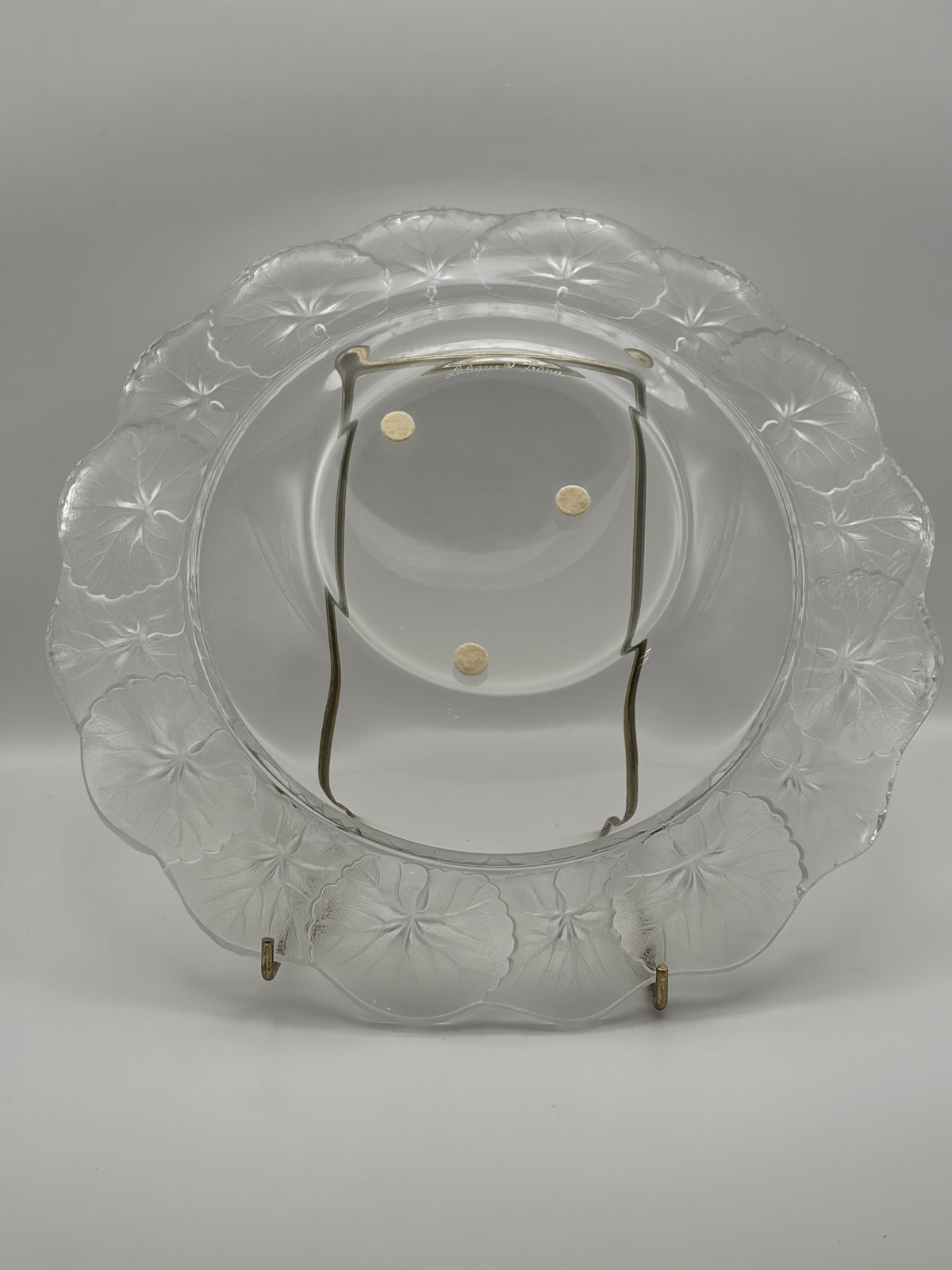 Lalique Clear Glass Floral Scalloped Rim Round Decorative Bowl 10.8