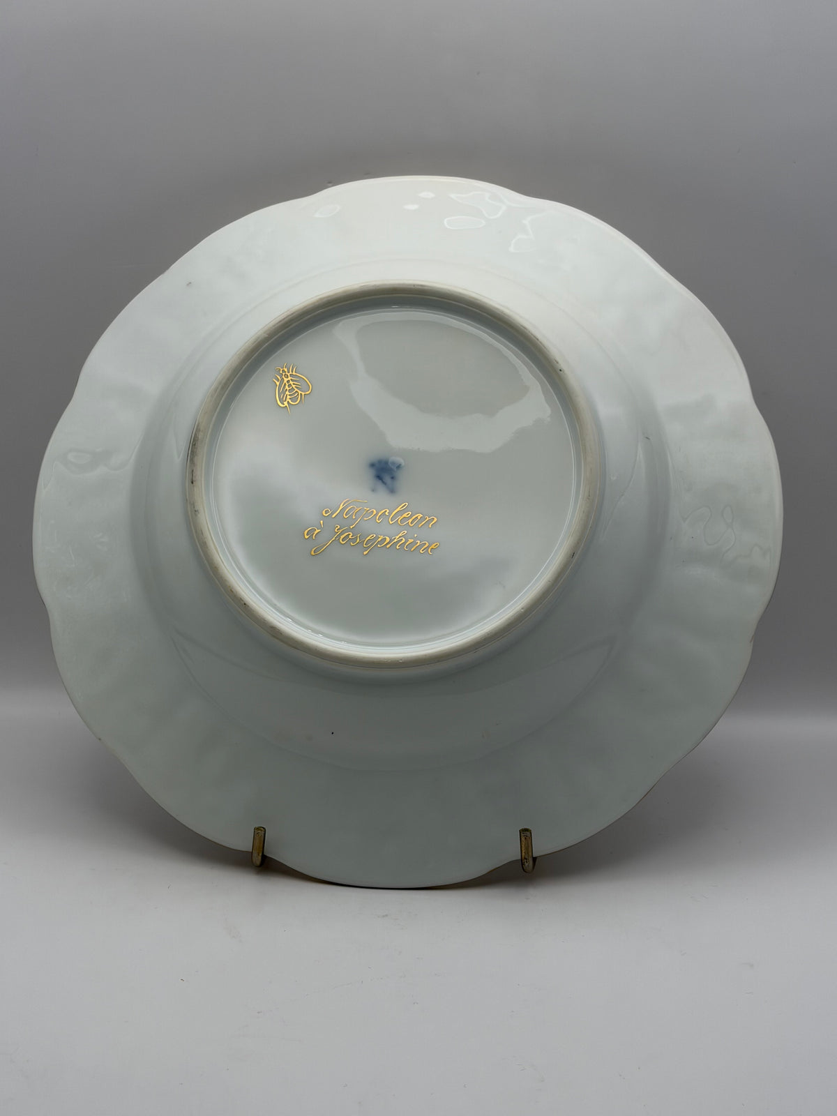 White Porcelain Plate Napoleon & Josephine Coat of Arms Gold Trim 10” Round capodimonte