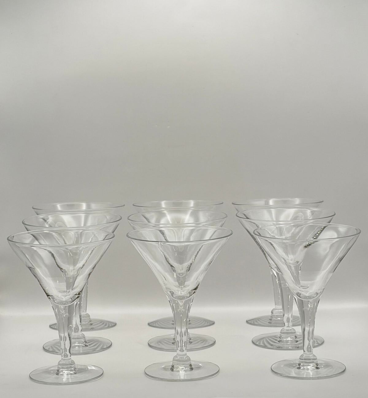 Set of 9 Clear Glass Martini Glasses Classic Tapered Round 5.5 in Tall