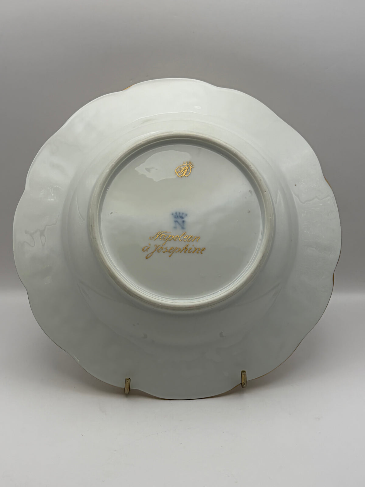 White Porcelain Plate Napoleon & Josephine Coat of Arms Gold Trim 10” Round capodimonte