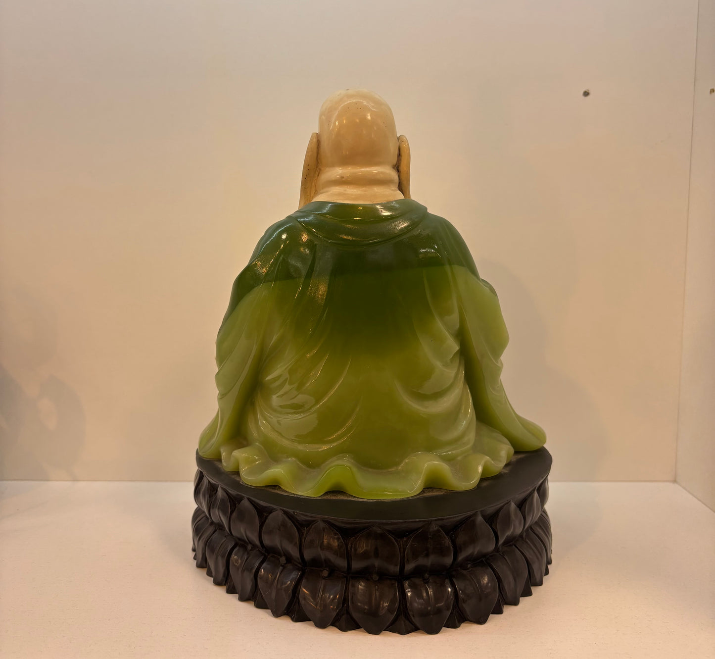 WONY LTD. ITALY FAUX IVORY & JADE SEATED BUDDHA