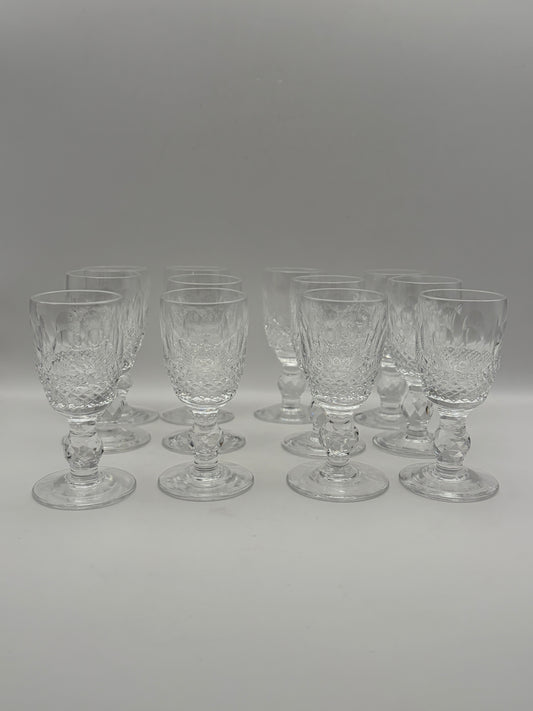 Waterford Set of 8 Clear Cut Glass Water Goblets Etched Decorated 6.5 in, Service 8