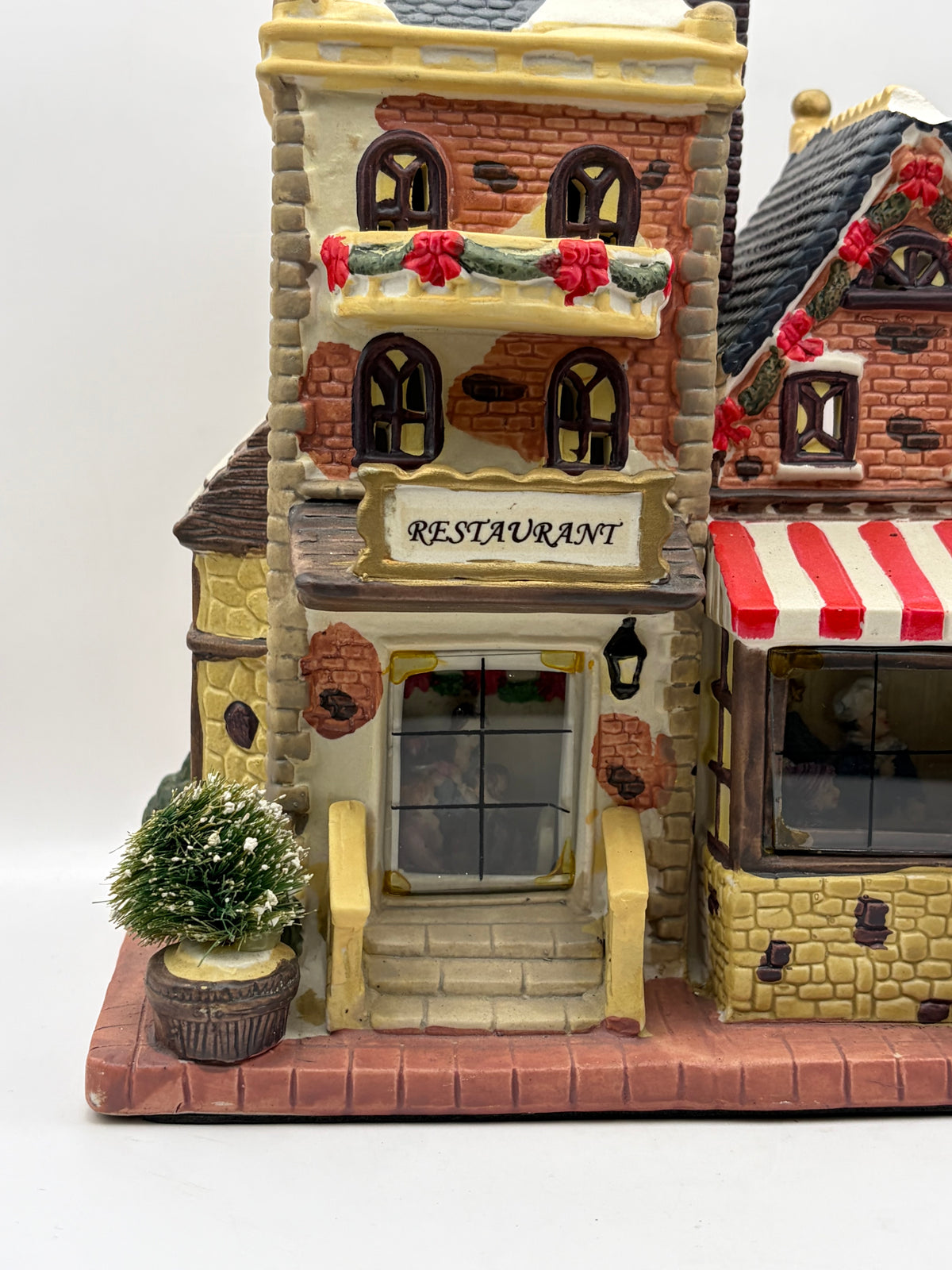 Christmas Village Bakery & Restaurant House, Ceramic Painted Chef, 9.5 x 8.75"