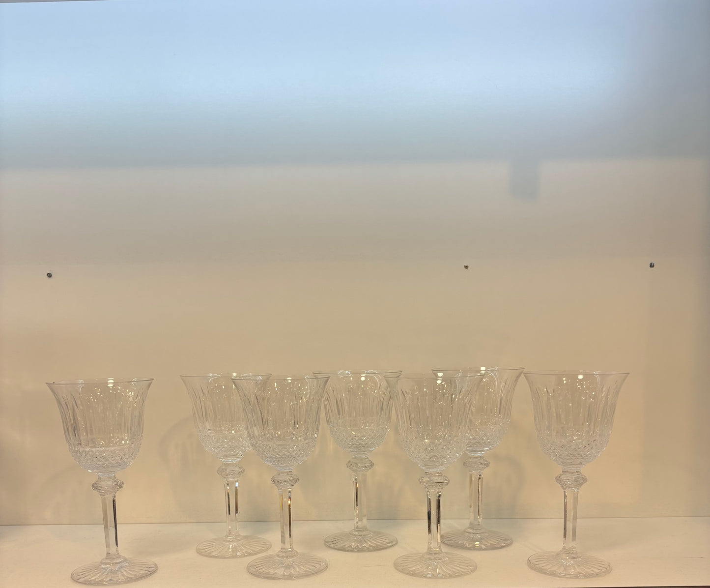 Set of 5 Saint-louis Cut Crystal Aperitif White Wine Glasses Tommy Model 20th Century