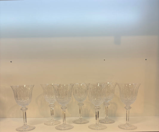 Set of 5 Saint-louis Cut Crystal Aperitif White Wine Glasses Tommy Model 20th Century