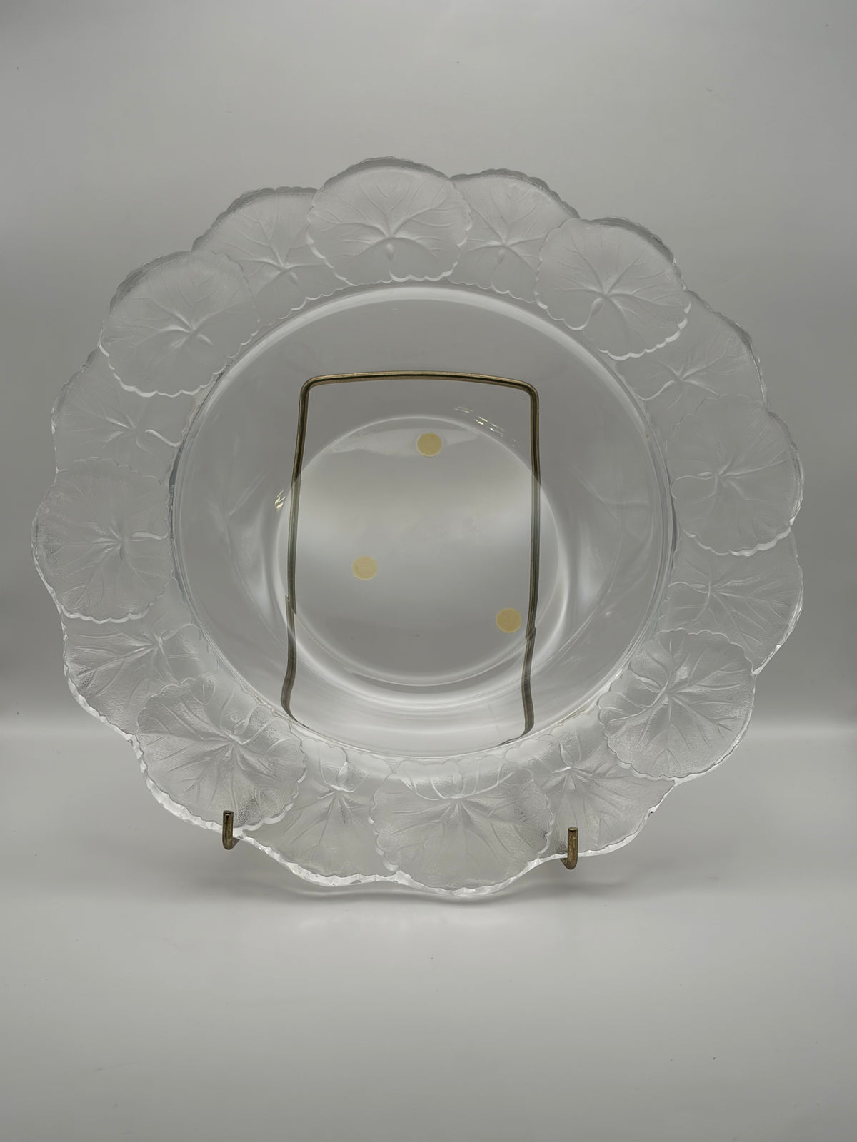 Lalique Clear Glass Floral Scalloped Rim Round Decorative Bowl 10.8