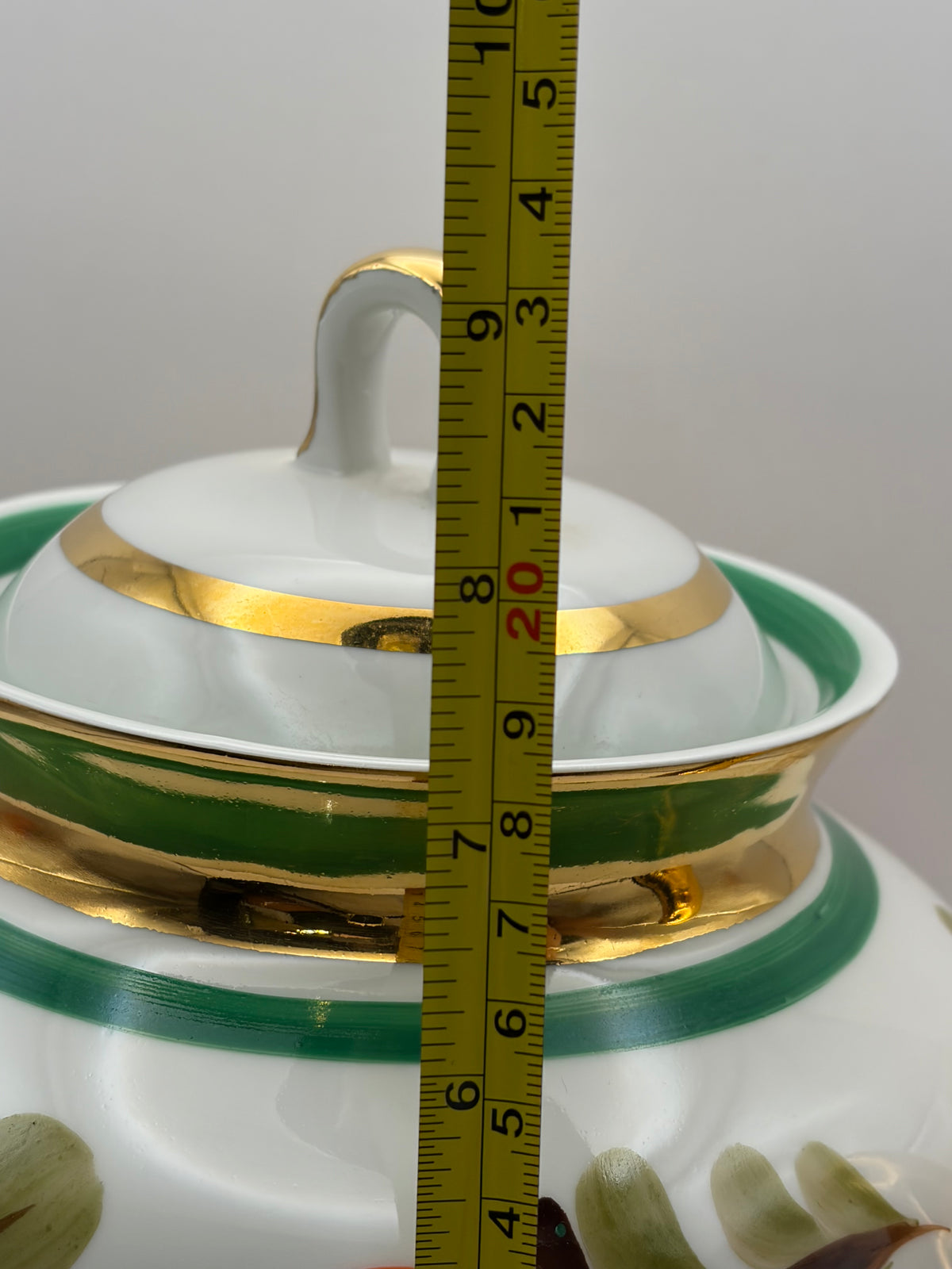 Porcelain Floral Teapot w/ Lid Gold Trim Round Handles Painted Backstamp 7 in