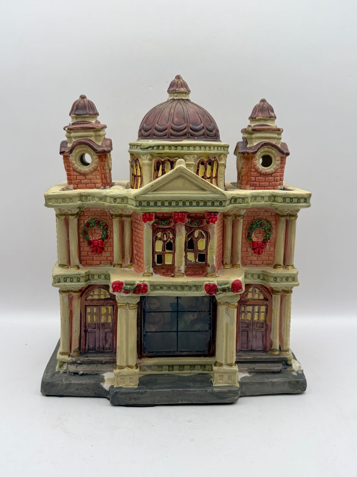 Ceramic Christmas Village House Building, Painted 3D Effect, Multicolor 8x6x4"