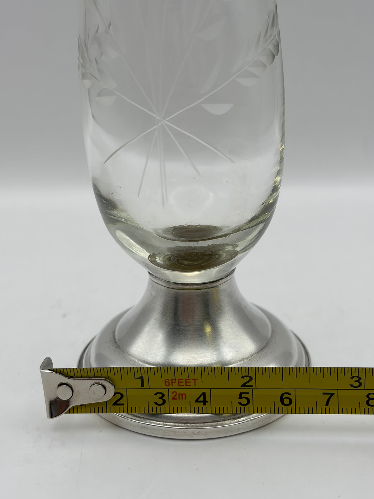 Vintage Yarden Silversmiths Sterling Weighted Etched Bud Vase.