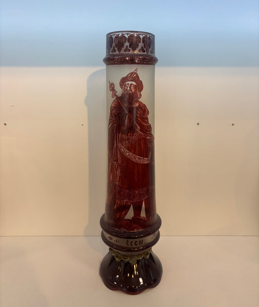 Antique ruby glass čech vase