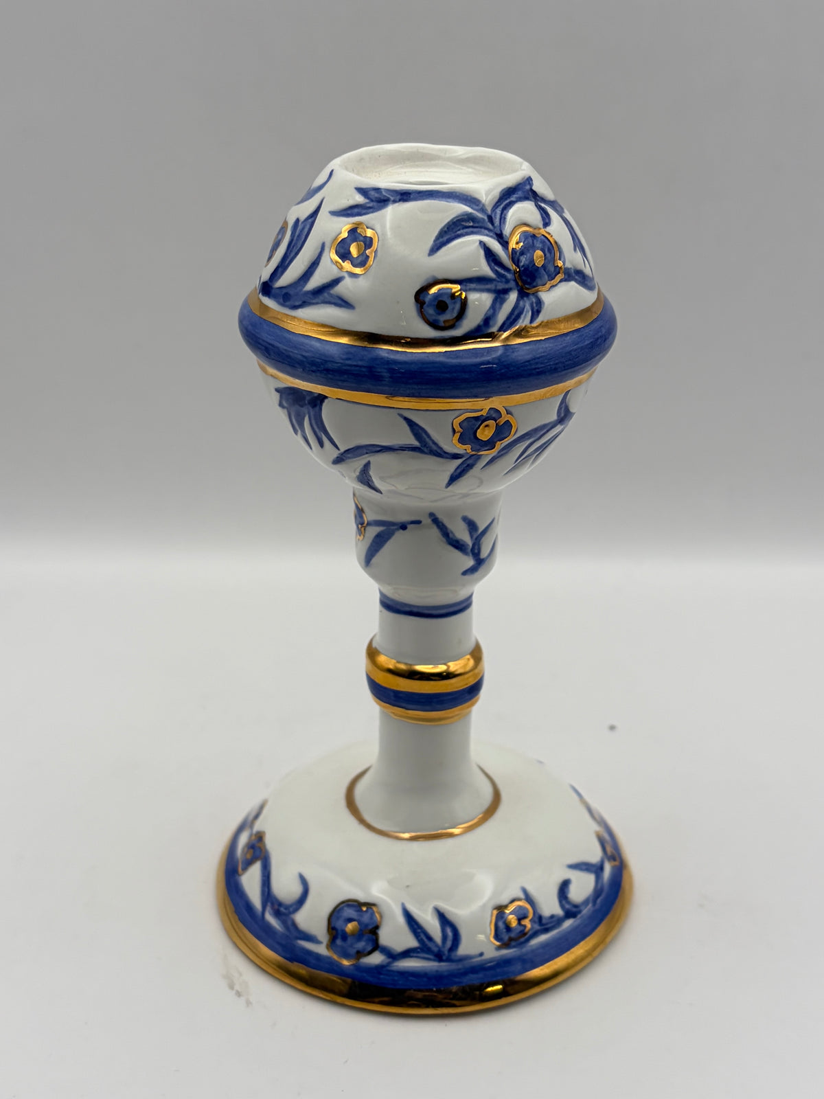 Judaism Hebrew Inscribed Plate Set w/ Kiddush Cup & Ceramic Holders