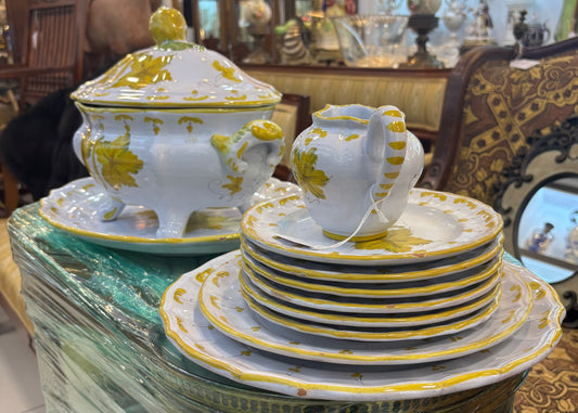 Vintage Italy Hand Painted Leaves Leaf Yellow Lemon Fruit Set.