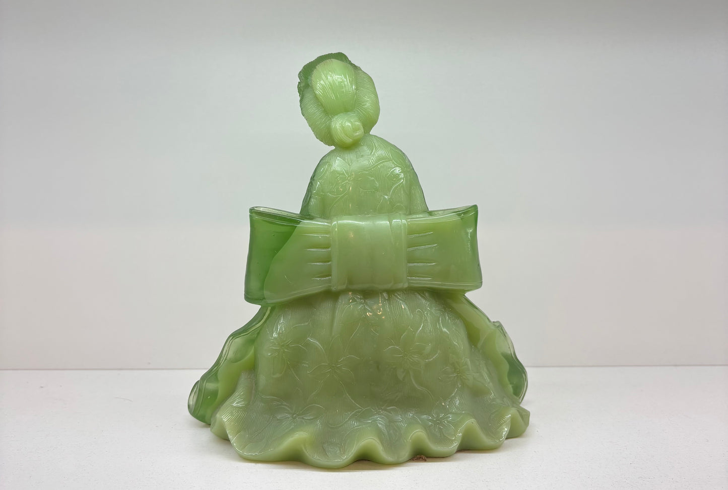 Wony Italy Faux Green Jade 7.5" Tall, Asian Geisha Girl Woman Figurine