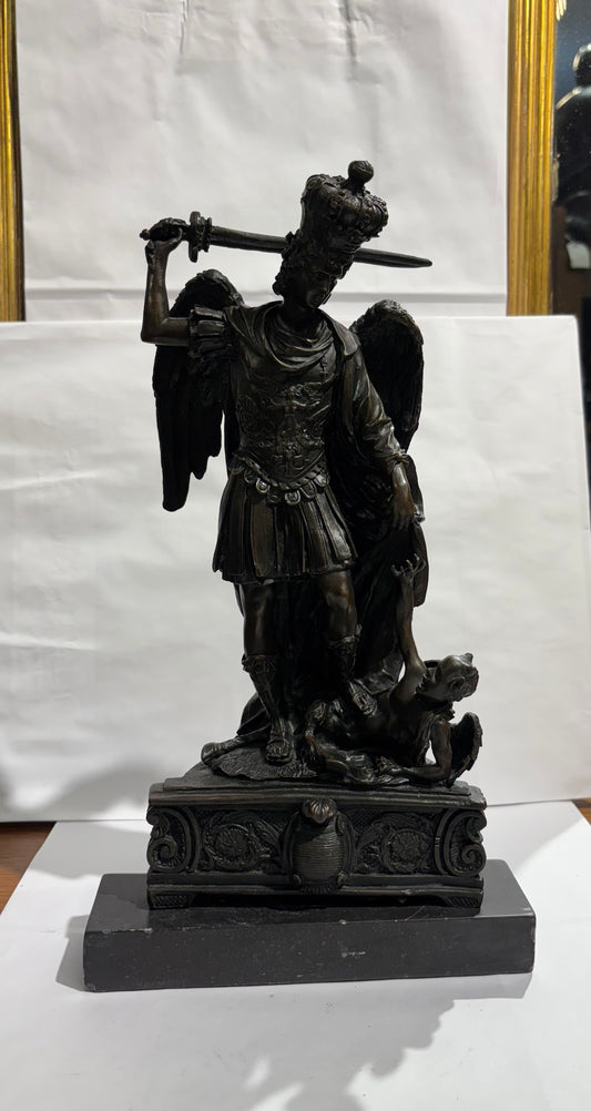 Antique Saint Michael Archangel Bronze Statue