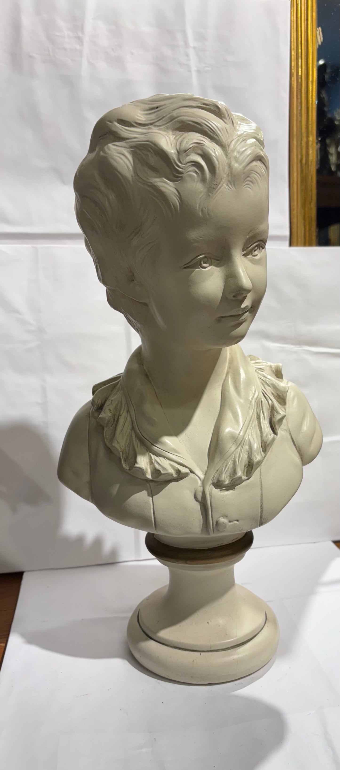 Vintage French Bust Houdon Sculpture Boy Tall 16.5 Neoclassical