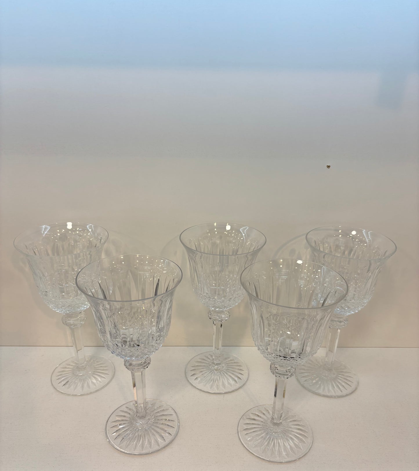 Set of 10 saint Louis Crystal Wine stems Tommy Pattern 7-1/8”