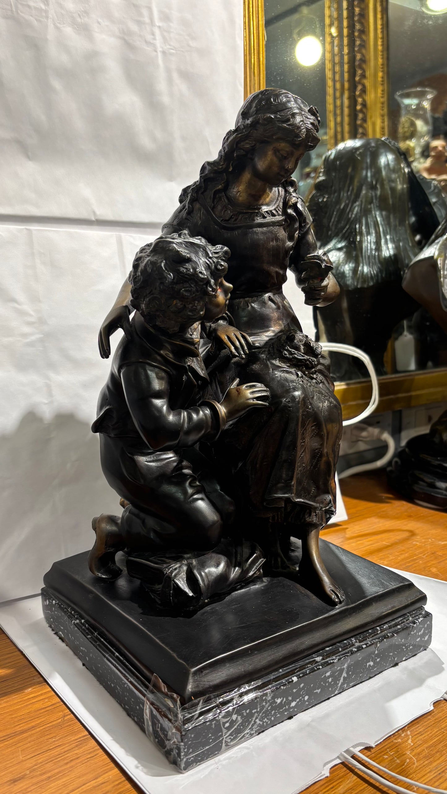 Moreau bronze statue Mother & Child