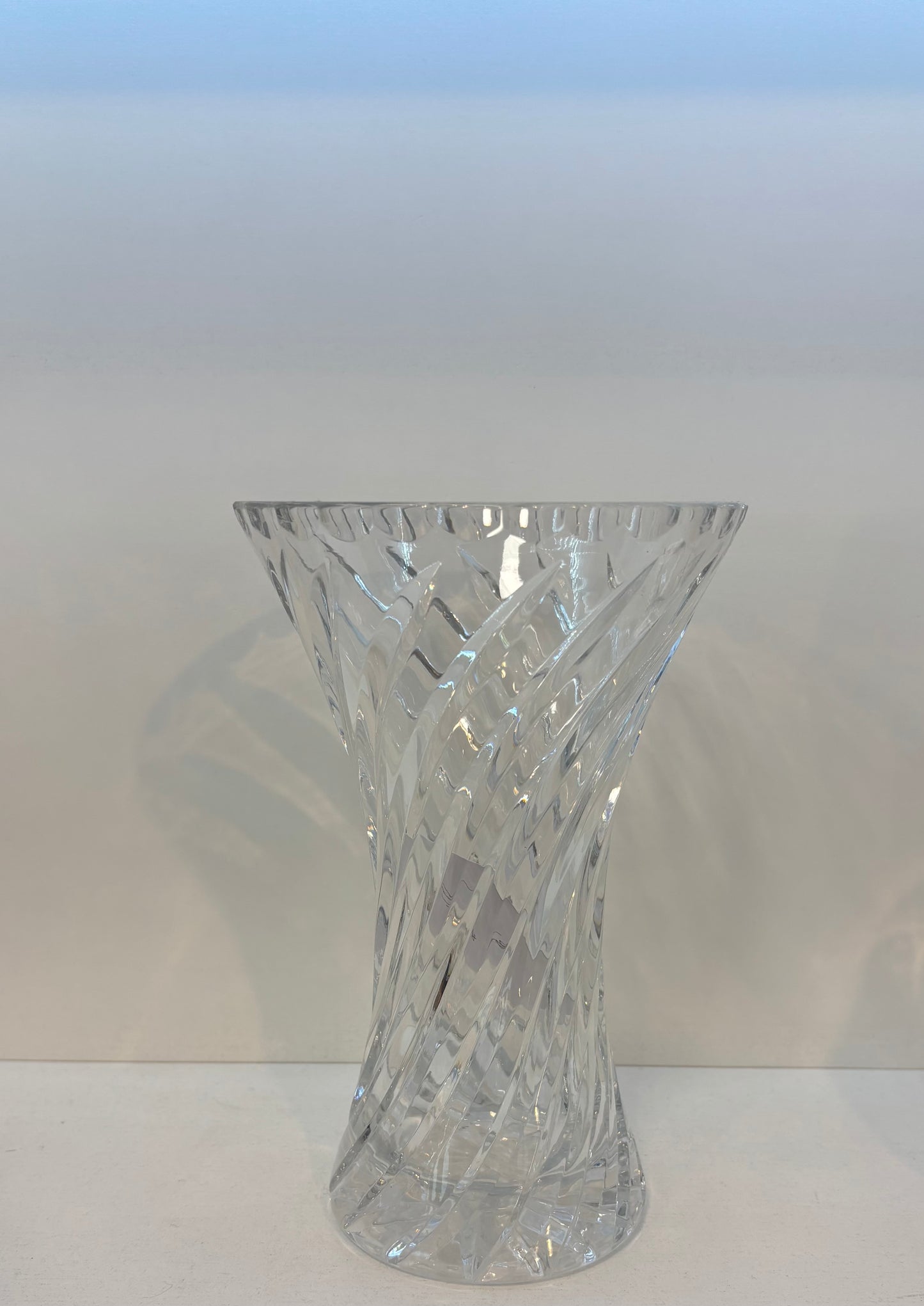 Vintage crystal round vase with wide top