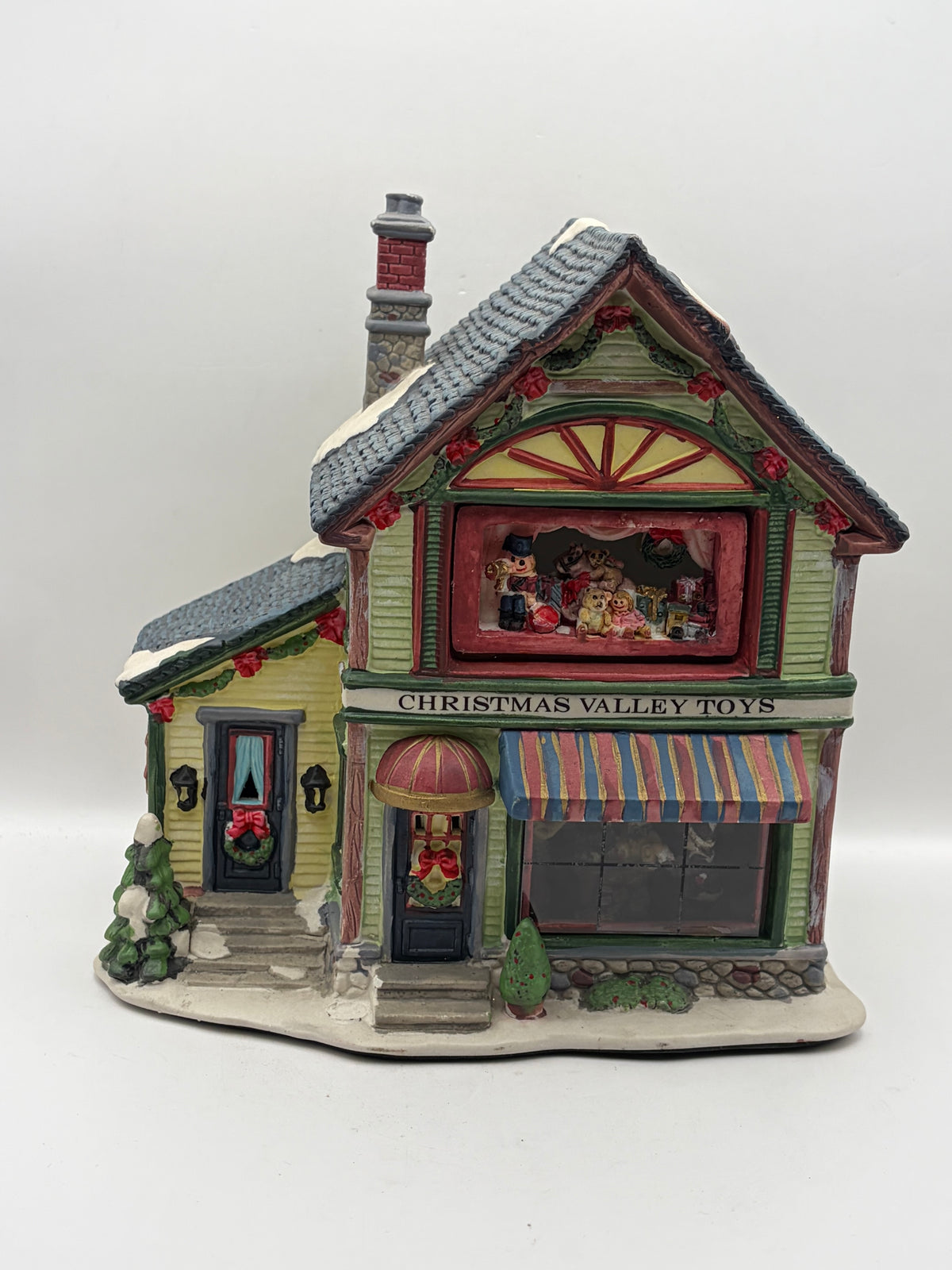 Ceramic Painted Christmas Holiday Village House Building Decor, 8in x 9in