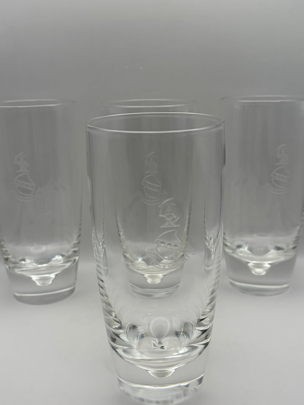 Steuben Set of 4 Clear Etched Sailing Ship Highball Drinking Glasses 6 in